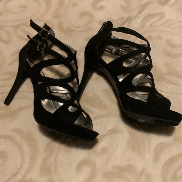 Report Strappy Black Suede High Heels -8 - Picture 3 of 8